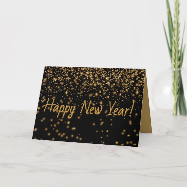 Tarjeta personalizada Black and Gold FAPPY NEW YEA (Anverso)