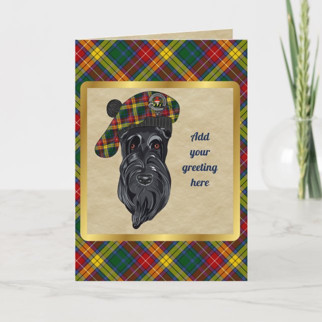 Tarjeta personalizada Buchanan Badge & Tartan (Anverso)
