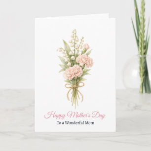 Tarjeta personalizada de acuarela de peonía rosa p