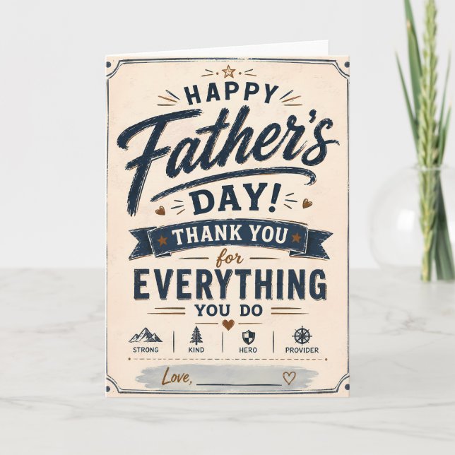 Tarjeta personalizada de agradecimiento del Día de (Anverso)