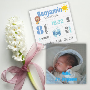 Tarjeta personalizada de anuncio de nacimiento fot