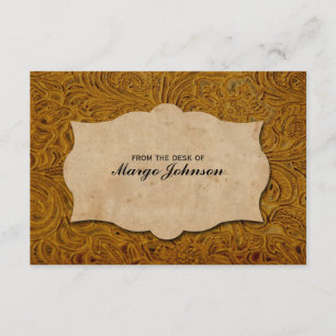 Tarjeta personalizada de aspecto de cuero con herr