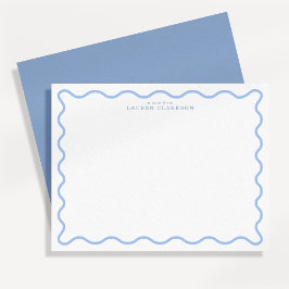 Tarjeta Personalizada de Borde Ondulado Azul Claro
