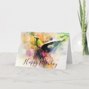 Tarjeta personalizada de colibrí con acuarela