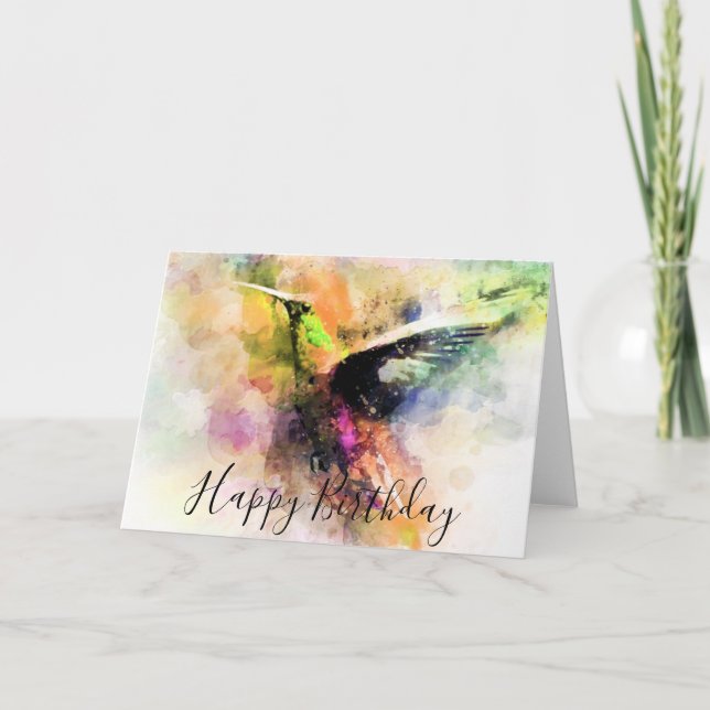 Tarjeta personalizada de colibrí con acuarela (Anverso)