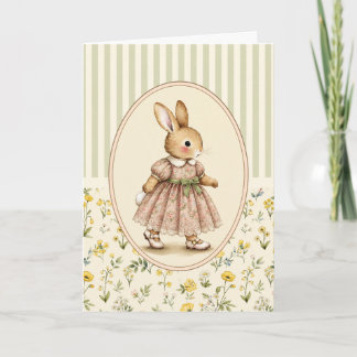 Tarjeta personalizada de conejita vintage con past