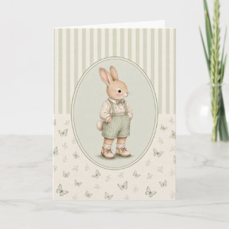 Tarjeta personalizada de conejito vintage para niñ