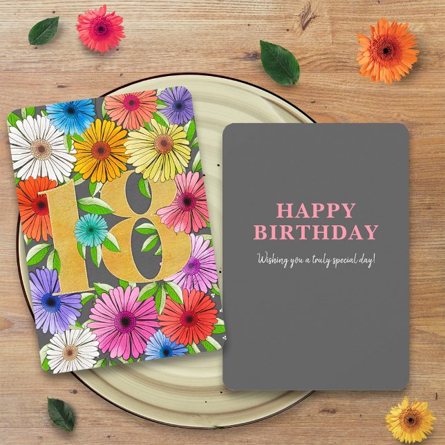 Tarjeta personalizada de cumpleaños 18 con flores  (Subido por el creador)