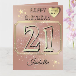 Tarjeta personalizada de cumpleaños 21 rose gold