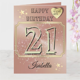 Tarjeta personalizada de cumpleaños 21 rose gold
