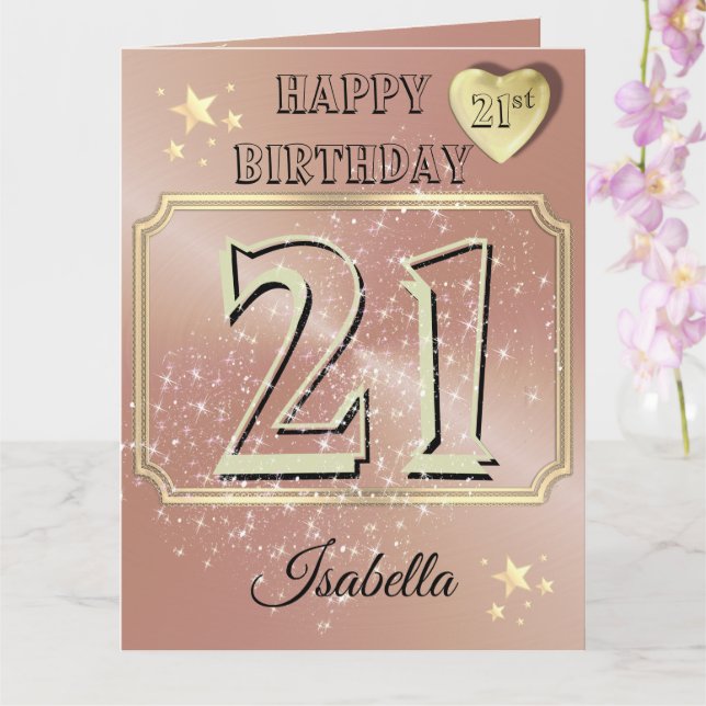 Tarjeta personalizada de cumpleaños 21 rose gold (Orquídea)