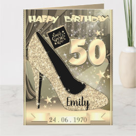 Tarjeta personalizada de cumpleaños 50 para ella e