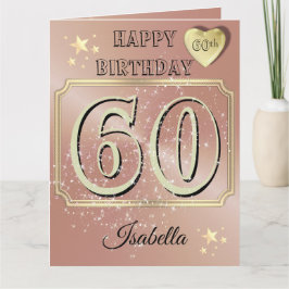 Tarjeta personalizada de cumpleaños 60 rose gold