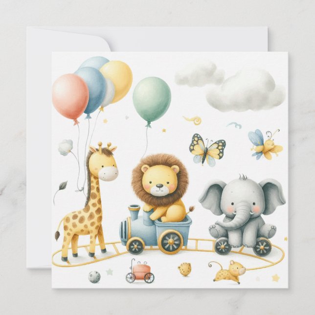 Tarjeta personalizada de cumpleaños de animales (Anverso)