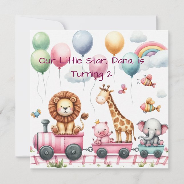 Tarjeta personalizada de cumpleaños de animales (Anverso)
