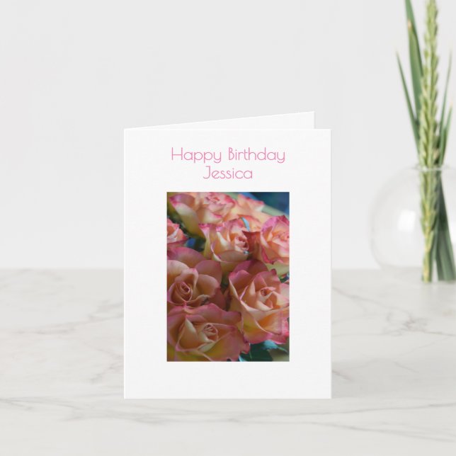 Tarjeta personalizada de cumpleaños feliz a Rosas  (Anverso)