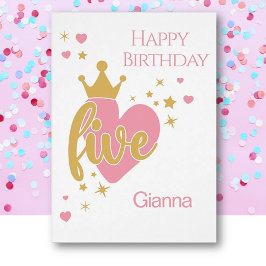 Tarjeta personalizada de cumpleaños número 5 feliz