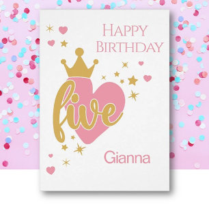 Tarjeta personalizada de cumpleaños número 5 feliz