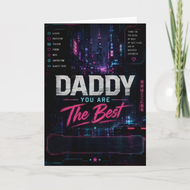 Tarjeta personalizada de Día del Padre Cyberpunk (Anverso)