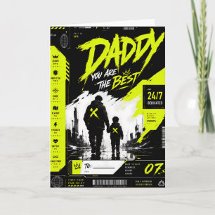 Tarjeta personalizada de Día del Padre Neon Cyberp