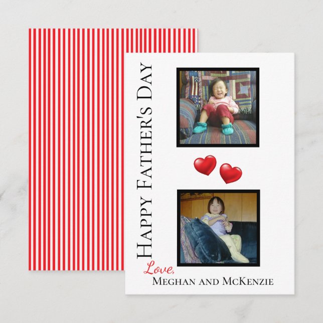 Tarjeta personalizada de dos fotos del Día del Pad (Anverso / Reverso)