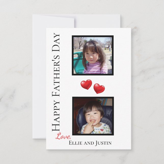 Tarjeta personalizada de dos fotos del Día del Pad (Anverso)