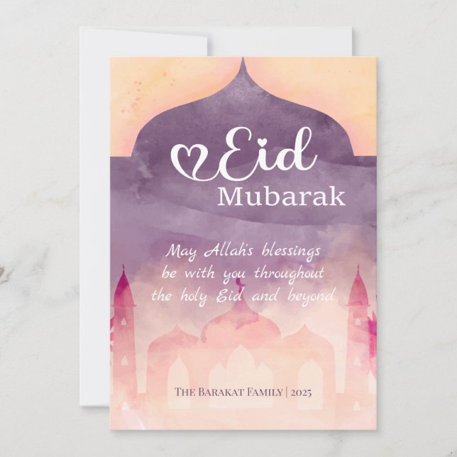 Tarjeta Personalizada de Eid Mubarak con Diseño de (Anverso)