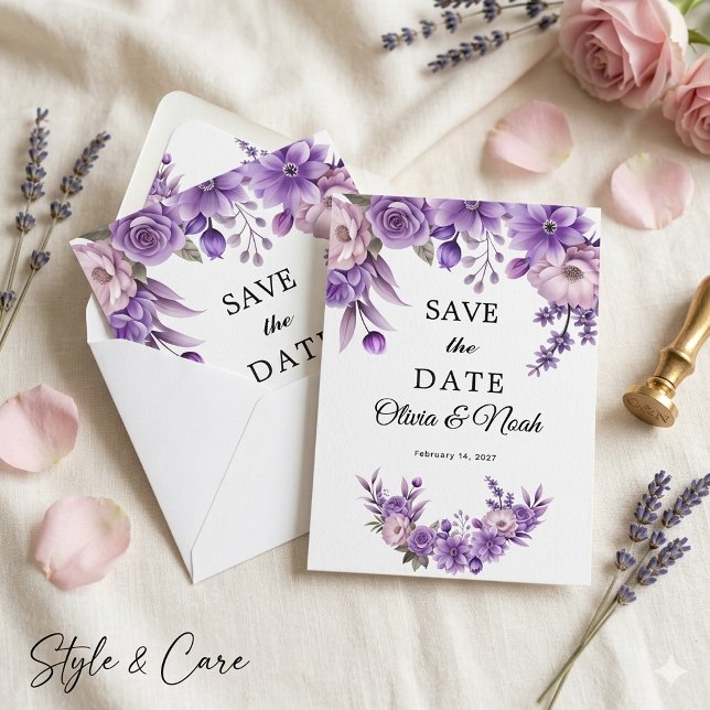 Tarjeta personalizada de fecha de salvación floral (Personalized Pink Floral Save The Date Card)