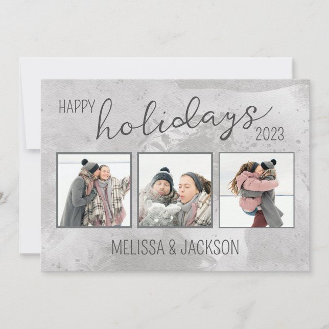 Tarjeta personalizada de Felices Fiestas con Fotos (Anverso)