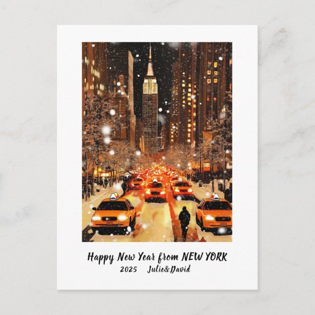 Tarjeta personalizada de Feliz Año Nuevo Manhattan (Anverso)