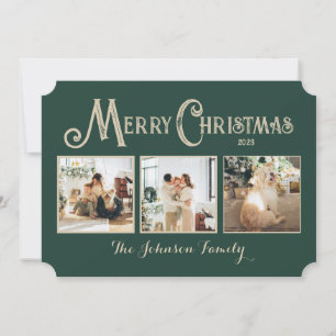 Tarjeta personalizada de Feliz Navidad con fotos