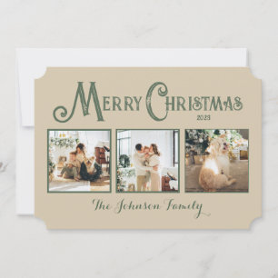 Tarjeta personalizada de Feliz Navidad con fotos