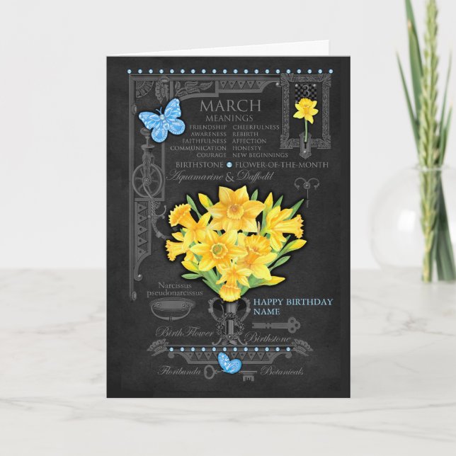 Tarjeta Personalizada de Flor de Cumpleaños de Mar (Anverso)