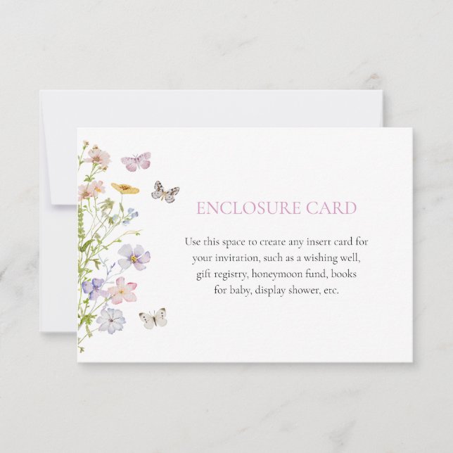 Tarjeta personalizada de flores silvestres y marip (Anverso)