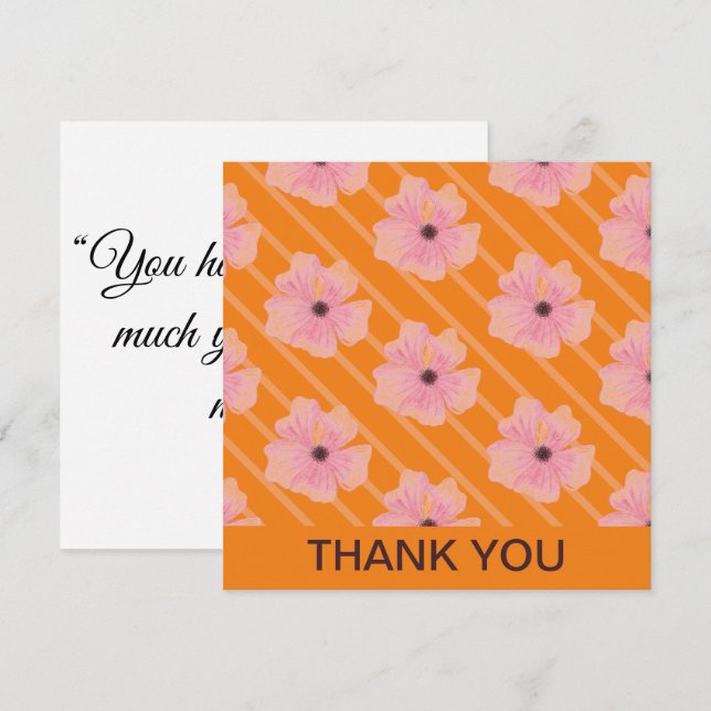 Tarjeta Personalizada De Flores Y Tiras Rosadas (Anverso / Reverso)