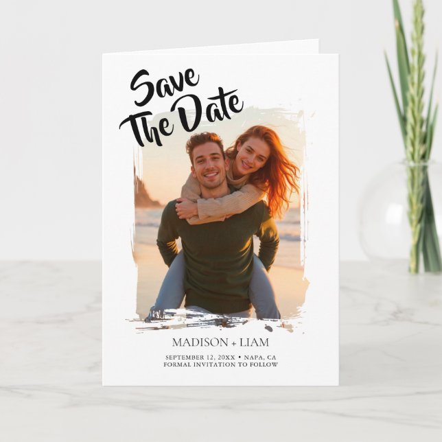 Tarjeta Personalizada de Foto de Boda para Guardar (Anverso)