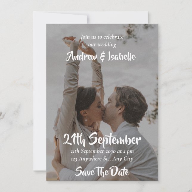 Tarjeta personalizada de foto de boda para guardar (Anverso)