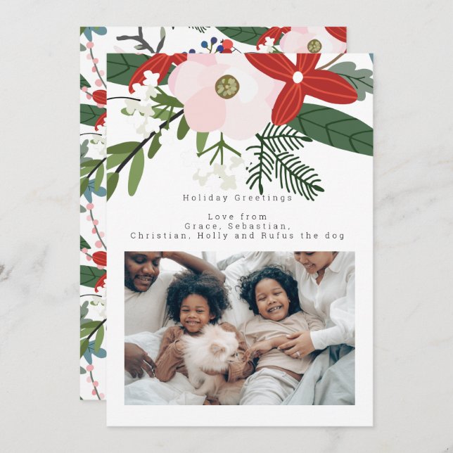 Tarjeta personalizada de fotos de flores de invier (Anverso / Reverso)