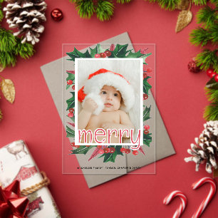Tarjeta personalizada de fotos de navidades Holly