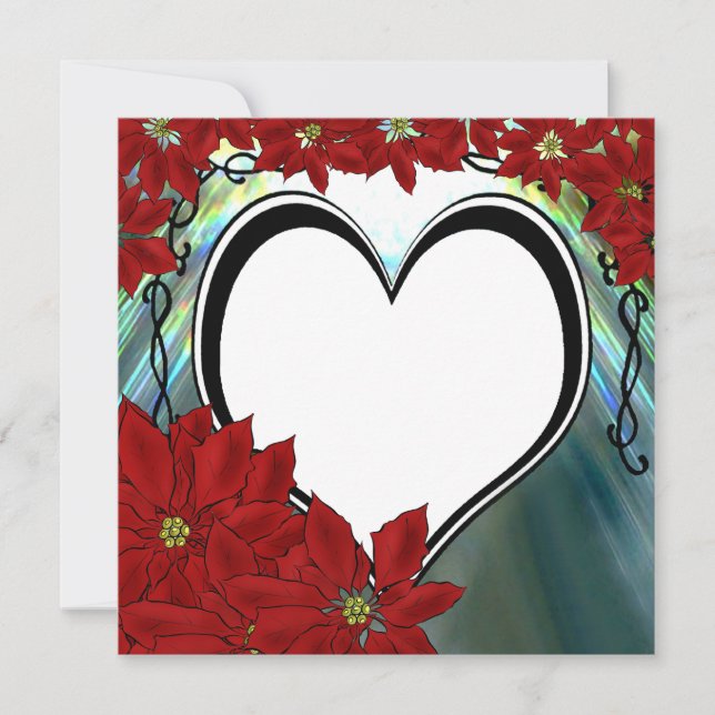 Tarjeta personalizada de fotos de PointsettiaHeart (Anverso)