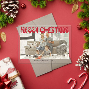 Tarjeta personalizada de fotos navideñas de Feliz
