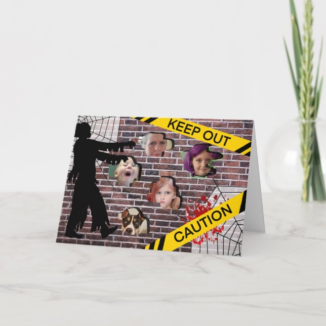 Tarjeta personalizada de Halloween con fotos famil (Anverso)