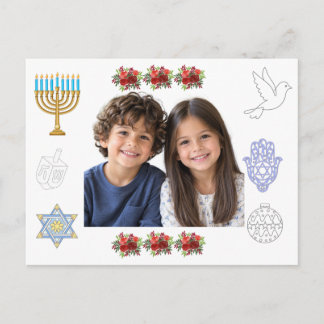 Tarjeta personalizada de Hanukkah con fotos de los
