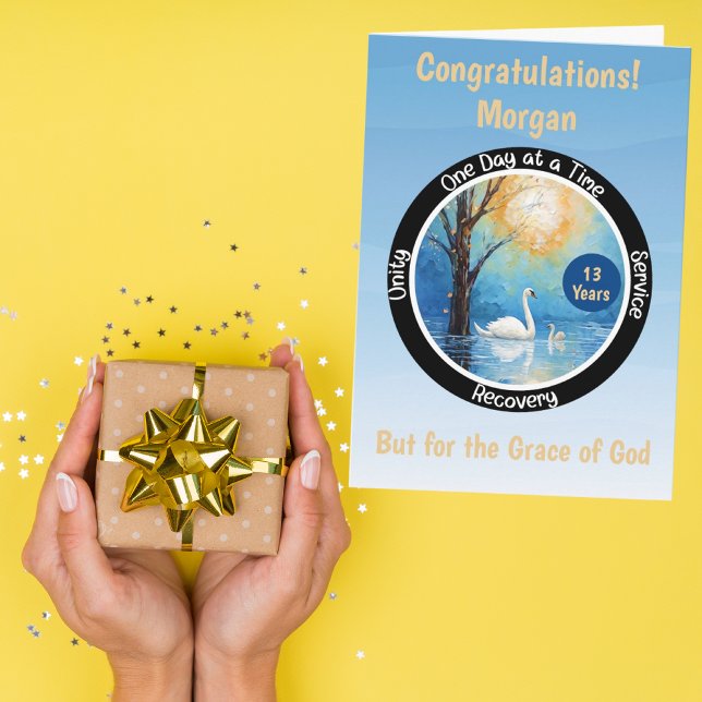 Tarjeta personalizada de hito de sobriedad | Tarje (Subido por el creador)