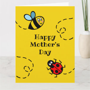 Tarjeta personalizada de mariquita y abeja jorobad