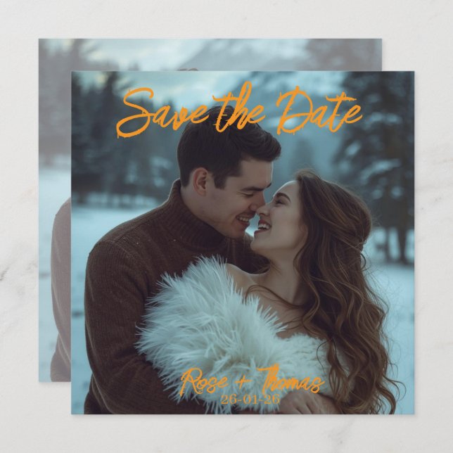 Tarjeta personalizada de matrimonio simple y moder (Anverso / Reverso)