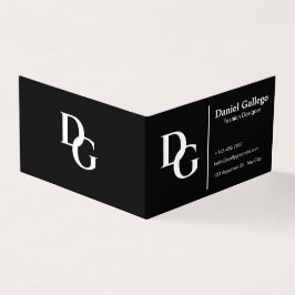 Tarjeta Personalizada de Monograma Simple Negro y