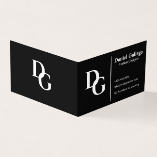 Tarjeta Personalizada de Monograma Simple Negro y