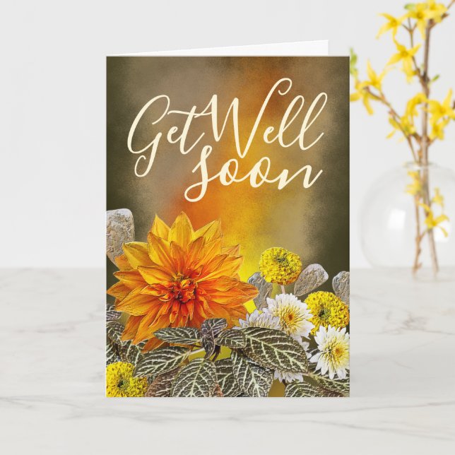 Tarjeta personalizada de naranja floral cálida par (flor amarilla)