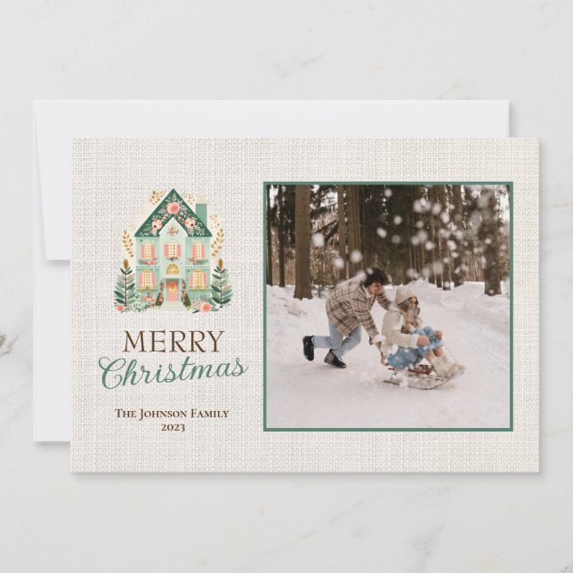 Tarjeta personalizada de Navidad con fotos (Anverso)